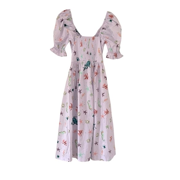 Hill House Ophelia Dress in Sea Creatures Puff Sleeves Babydoll Pockets NWT - Picture 8 of 14